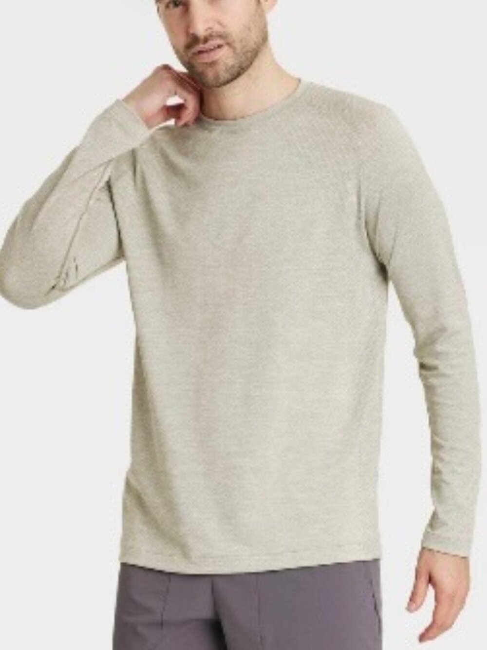 1008 MENS MEDIUM HEATHERED GREEN LONG SLEEVE SHIRT BY ALL IN MOTION